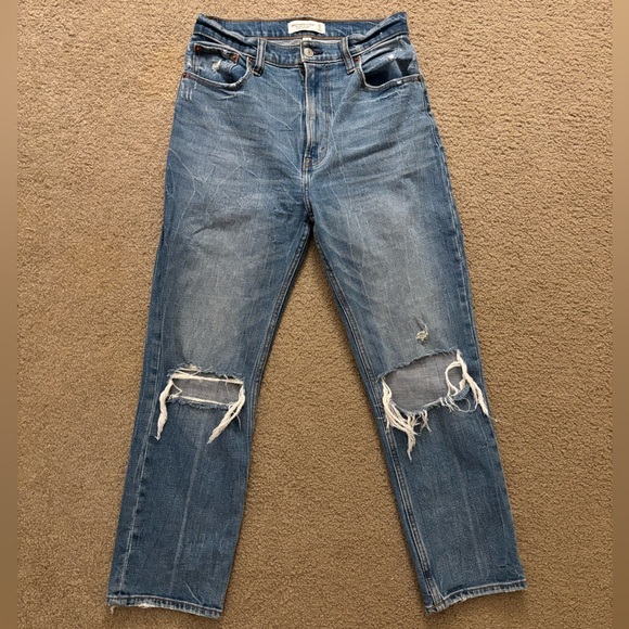 Abercrombie & Fitch Denim - Abercrombie & Fitch Ankle Straight Ultra High Rise Blue Denim Jeans | Curve Love
